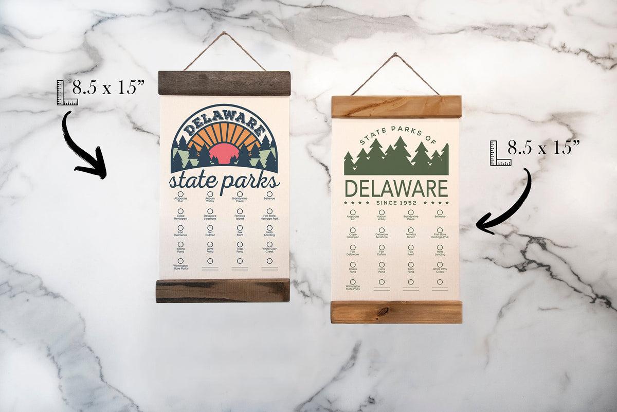 Deleware State Park Adventure Checklist - Hanging Canvas Map