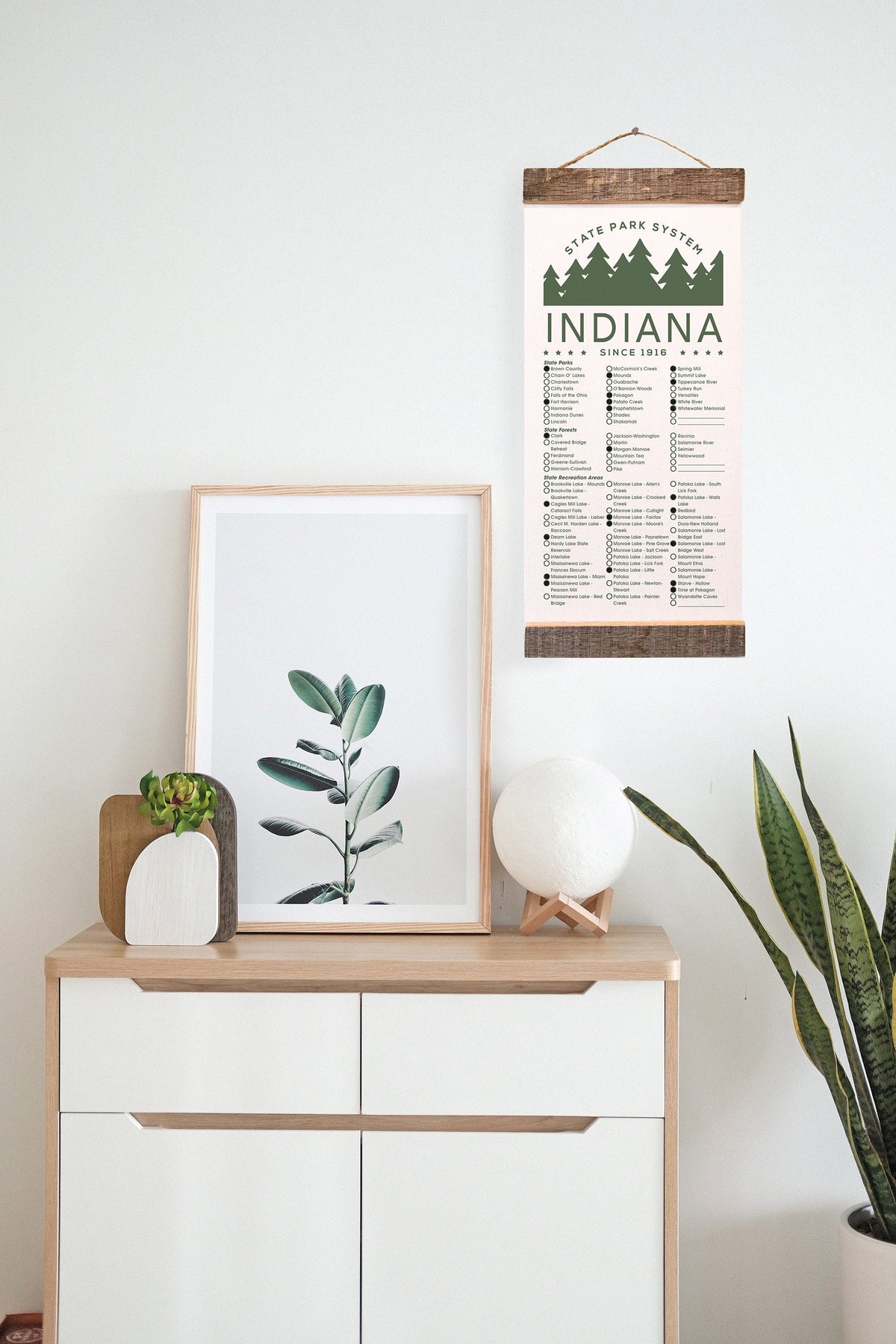 Indiana State Park Adventure Checklist - Hanging Canvas Map