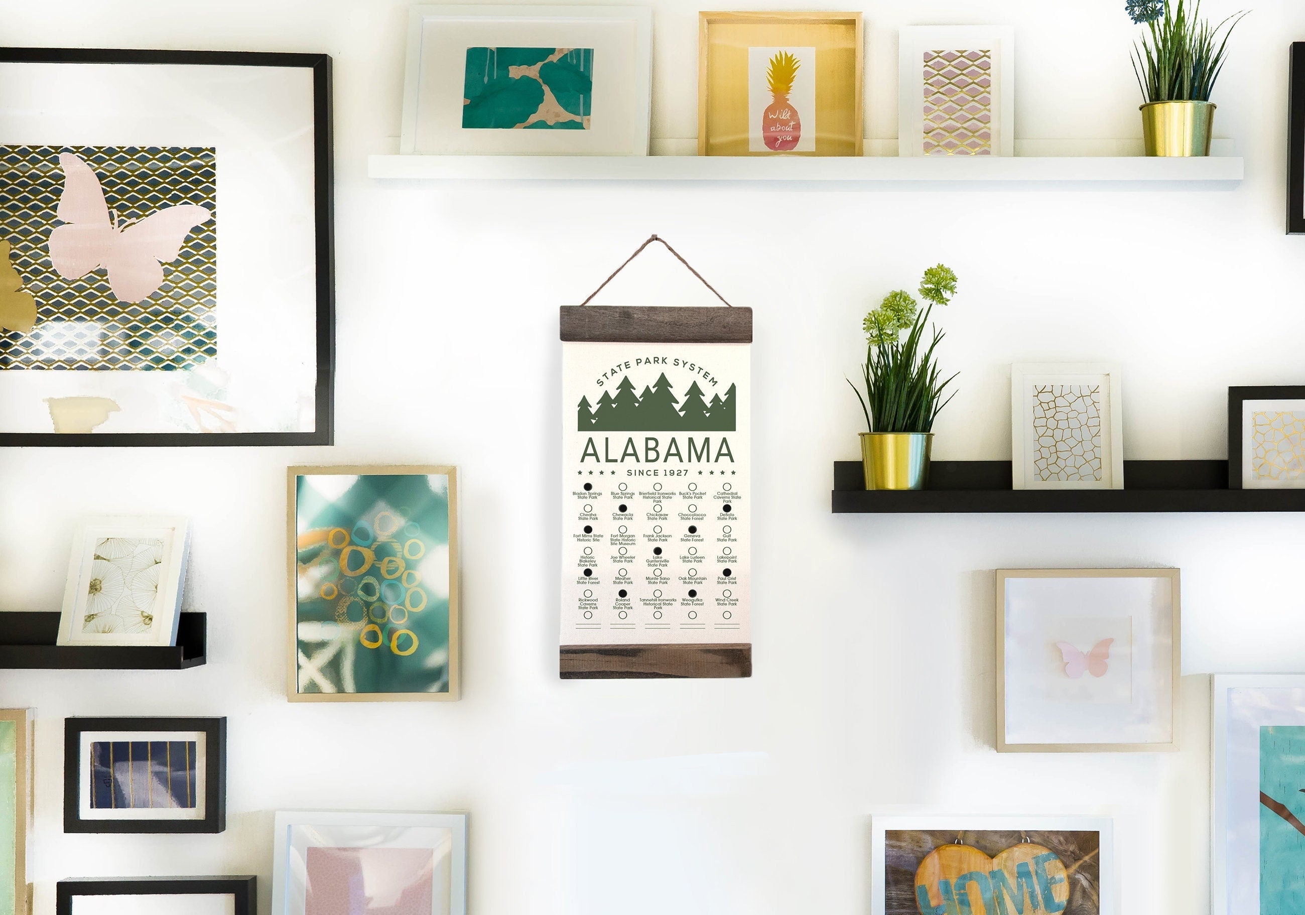 AL State Park Adventure Checklist WITH Pen // Alabama State Park // Travel Alabama Gift // Hiker / Decor / Art / Camp / Bucket List