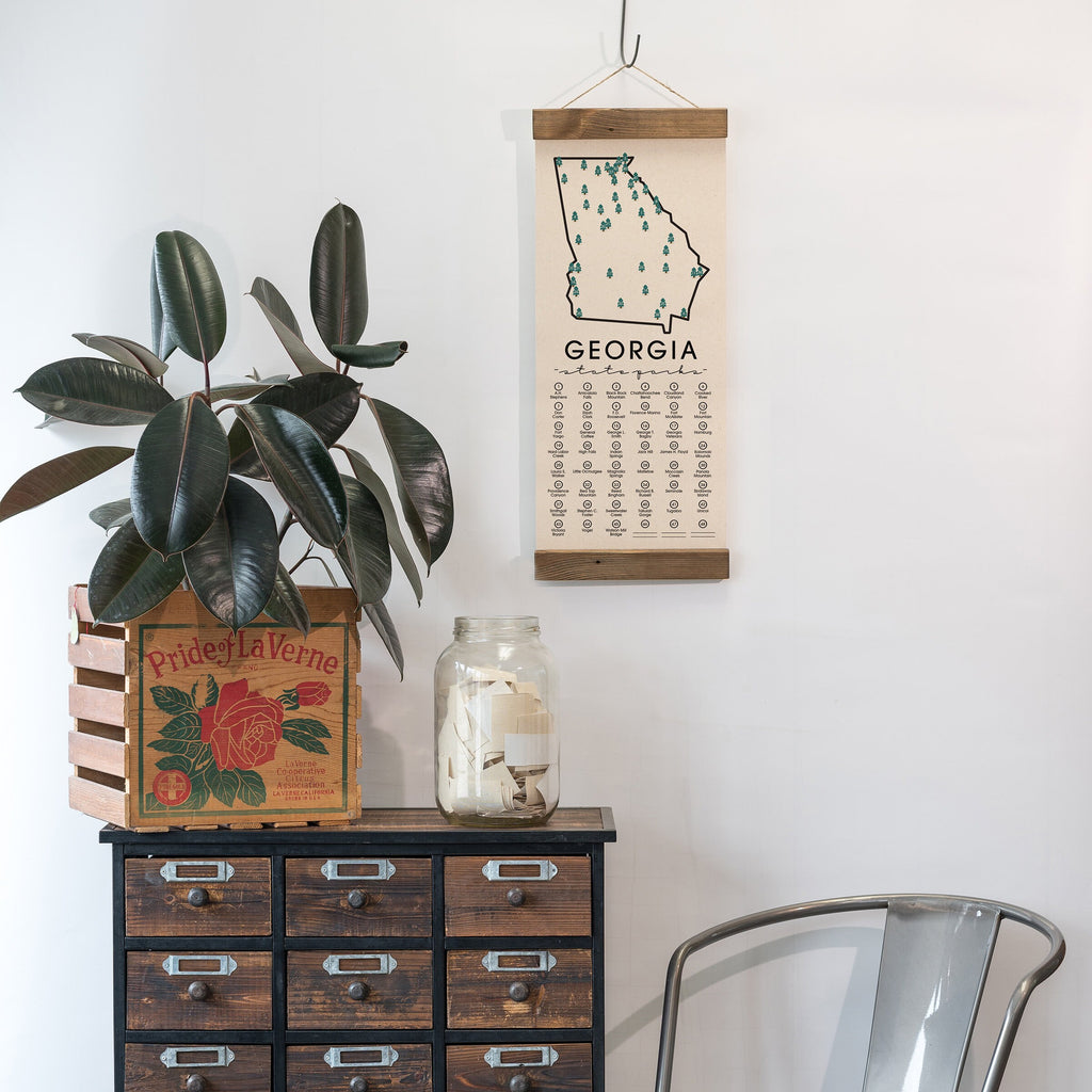 Georgia State Park Adventure Checklist - Hanging Canvas Map