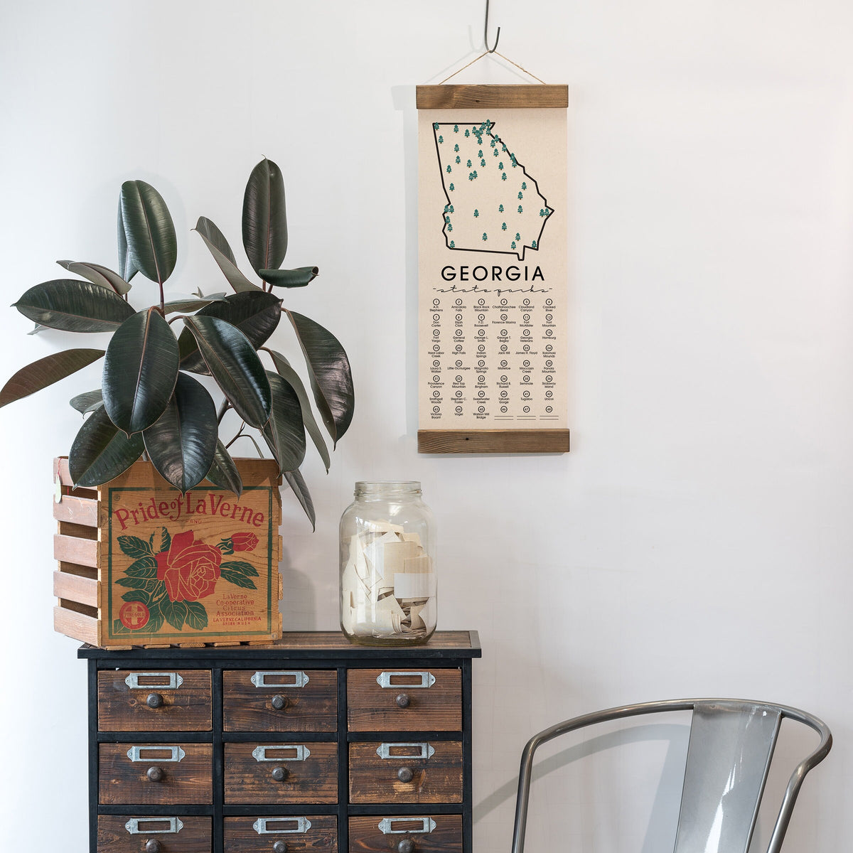 Georgia State Park Adventure Checklist - Hanging Canvas Map