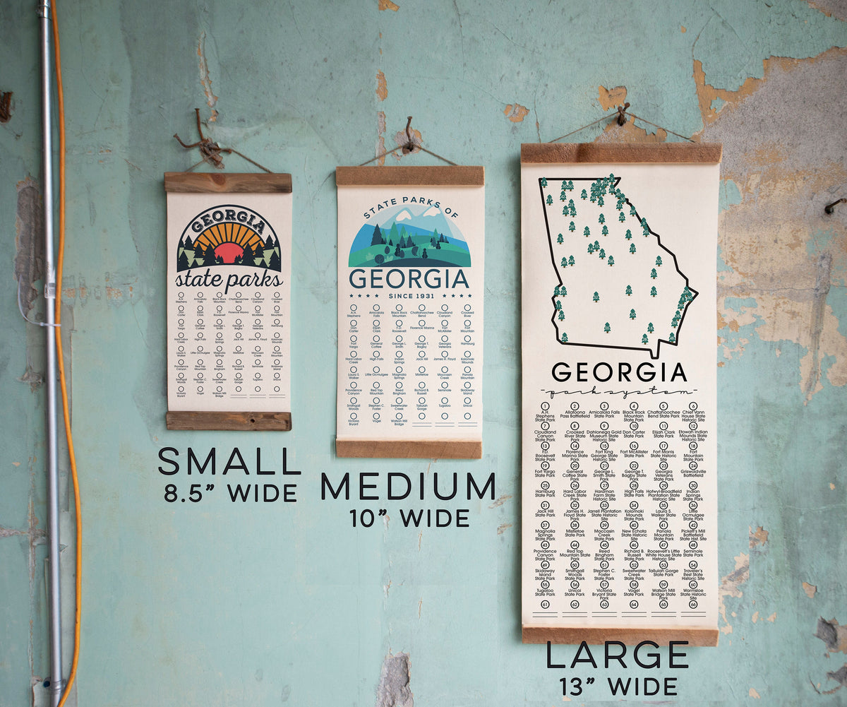 Georgia State Park Adventure Checklist - Hanging Canvas Map