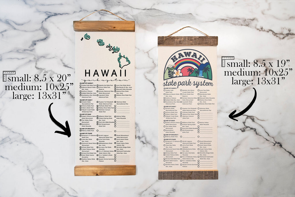 Hawaii State Park Adventure Checklist - Hanging Canvas Print