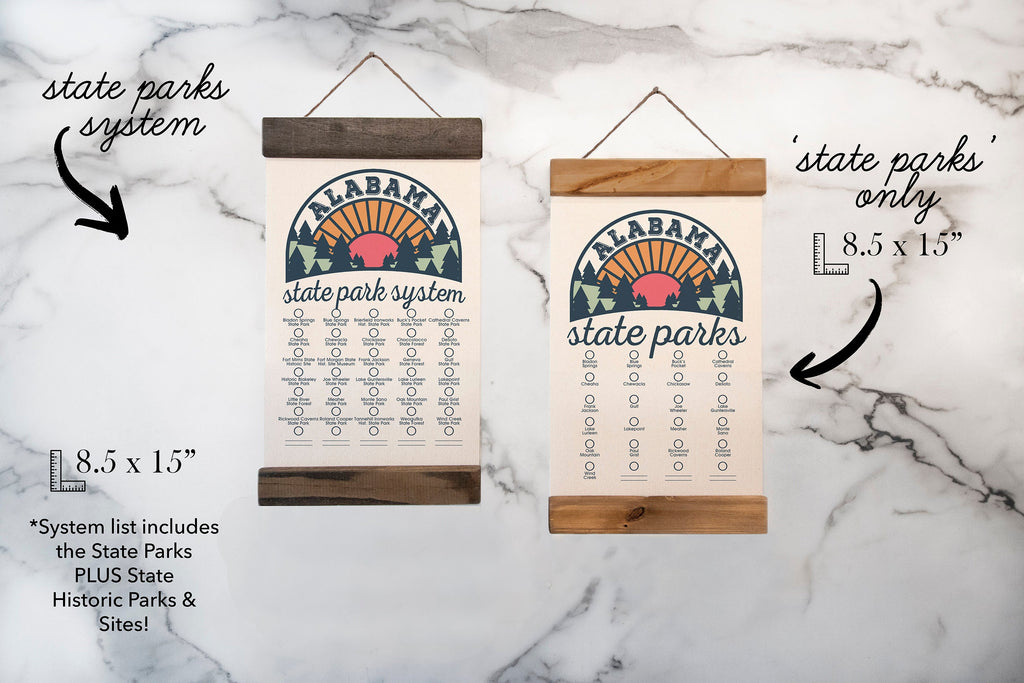 AL State Park Adventure Checklist WITH Pen // Alabama State Park // Travel Alabama Gift // Hiker / Decor / Art / Camp / Bucket List