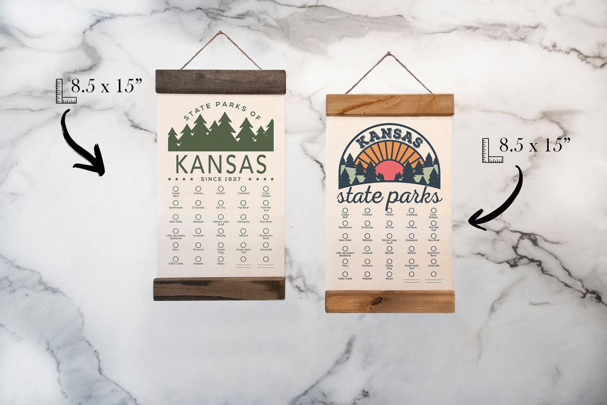 Kansas State Park Adventure Checklist - Hanging Canvas Map