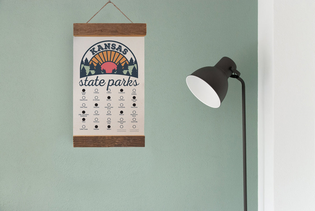 Kansas State Park Adventure Checklist - Hanging Canvas Map