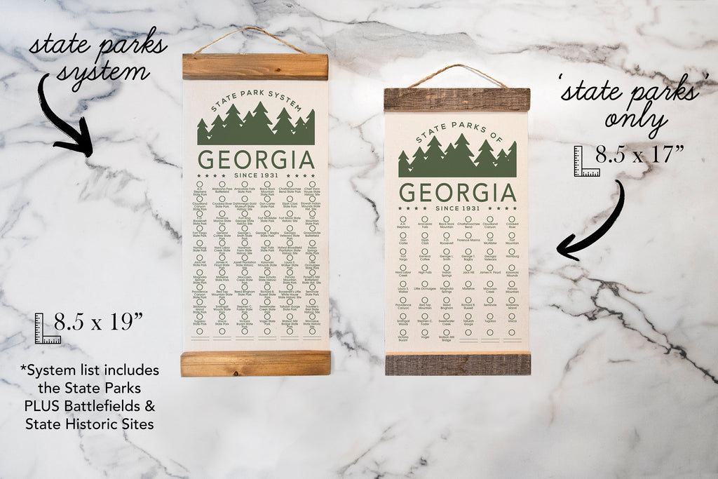 Georgia State Park Adventure Checklist - Hanging Canvas Map