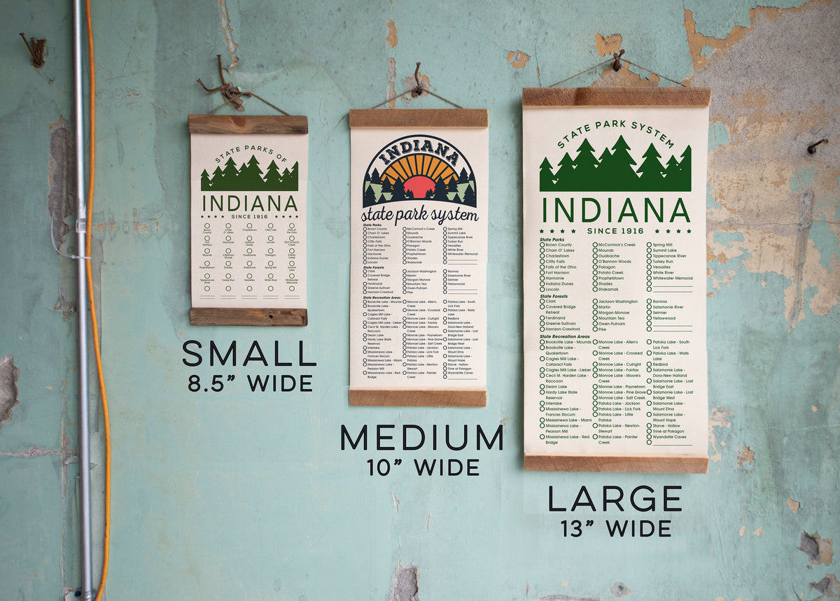 Indiana State Park Adventure Checklist - Hanging Canvas Map