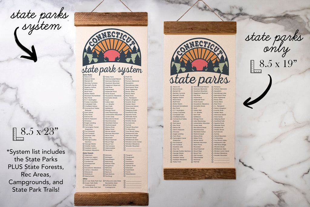 Connecticut State Park Checklists - Hanging Canvas Print