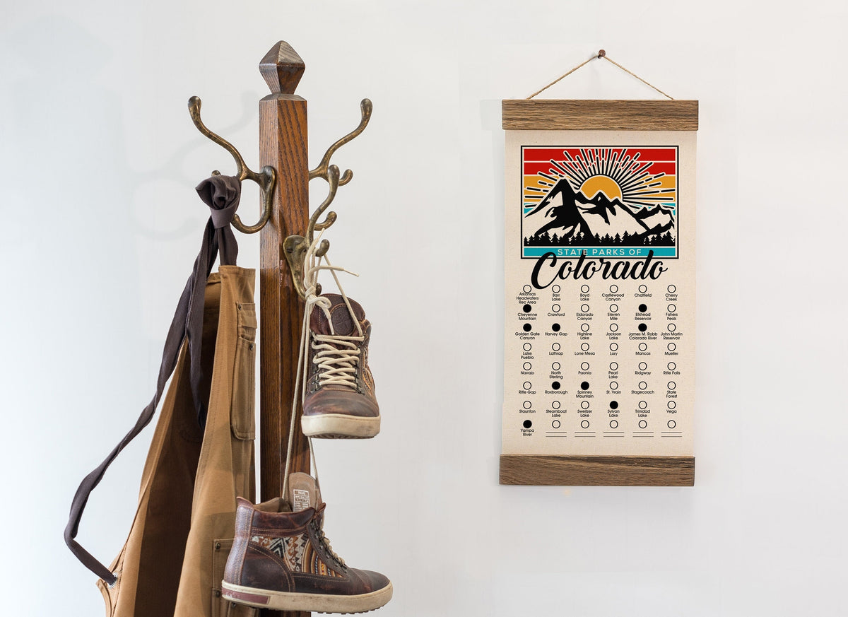 Colorado State Park Adventure Checklist - Hanging Canvas Print