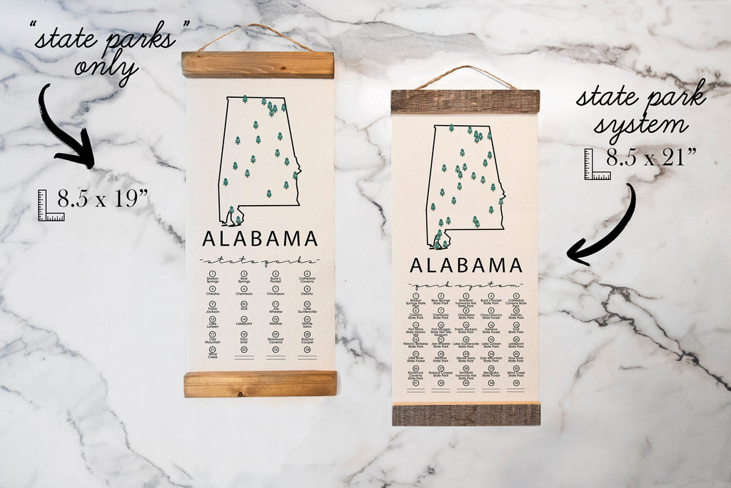 AL State Park Adventure Checklist WITH Pen // Alabama State Park // Travel Alabama Gift // Hiker / Decor / Art / Camp / Bucket List