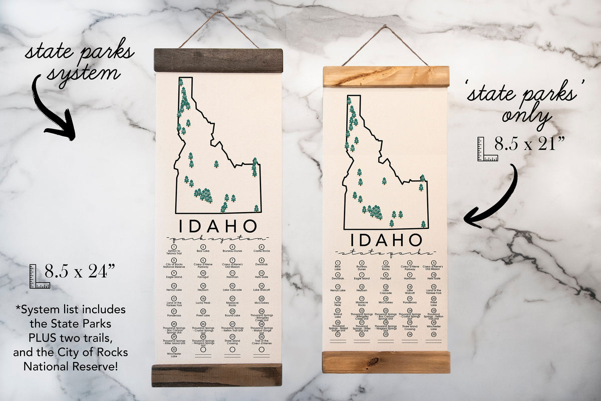 ID State Park Adventure Checklist WITH Pen // Idaho State Park // Travel Idaho Gift // Idaho Checklist Map // Hiker Gift