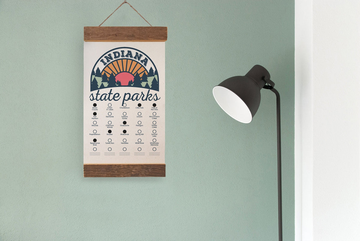 Indiana State Park Adventure Checklist - Hanging Canvas Map