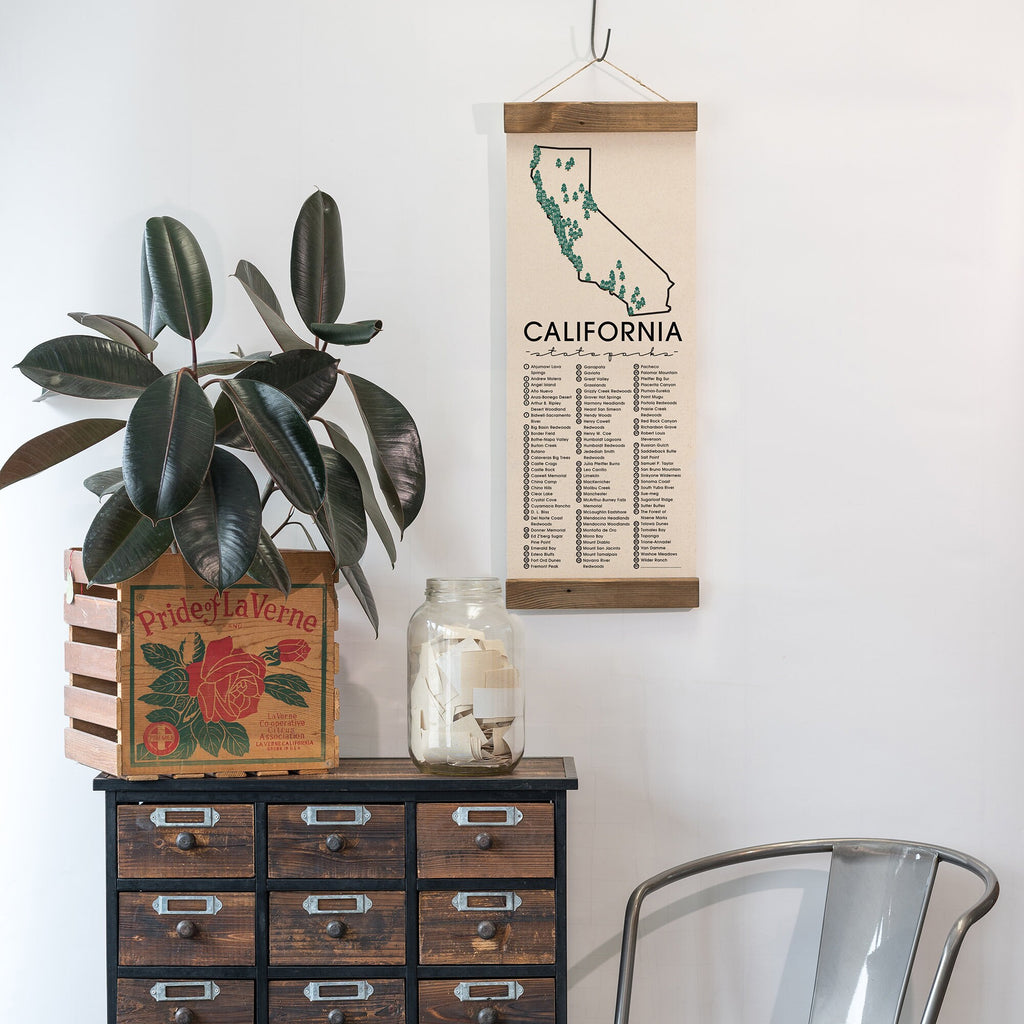 CA State Park Checklists WITH Pen // California State // Canvas Hanging Sign // Handmade Adventure Gift // Experience Explore California