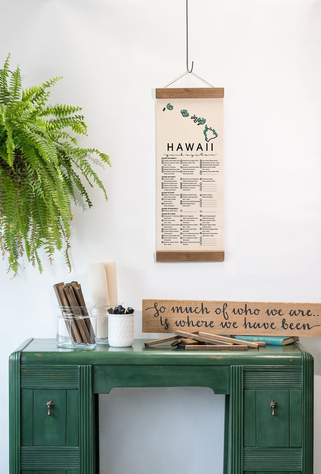 Hawaii State Park Adventure Checklist - Hanging Canvas Print