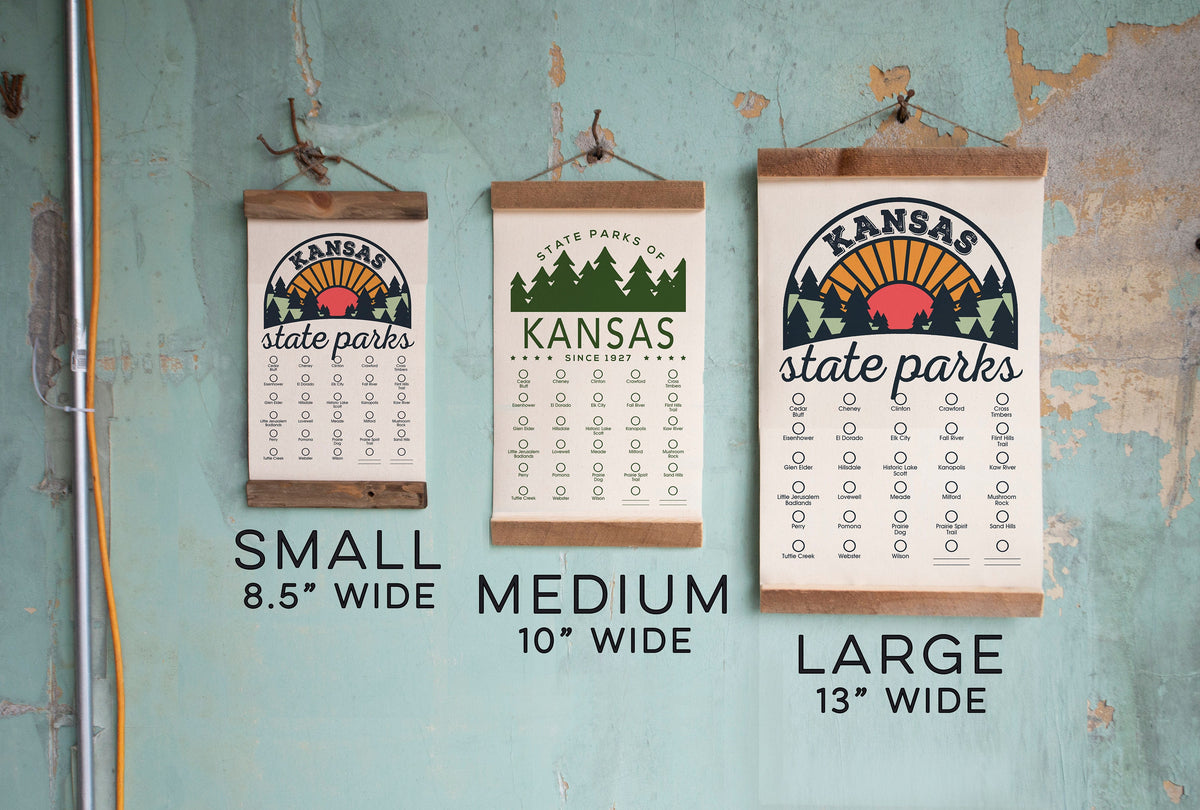 Kansas State Park Adventure Checklist - Hanging Canvas Map