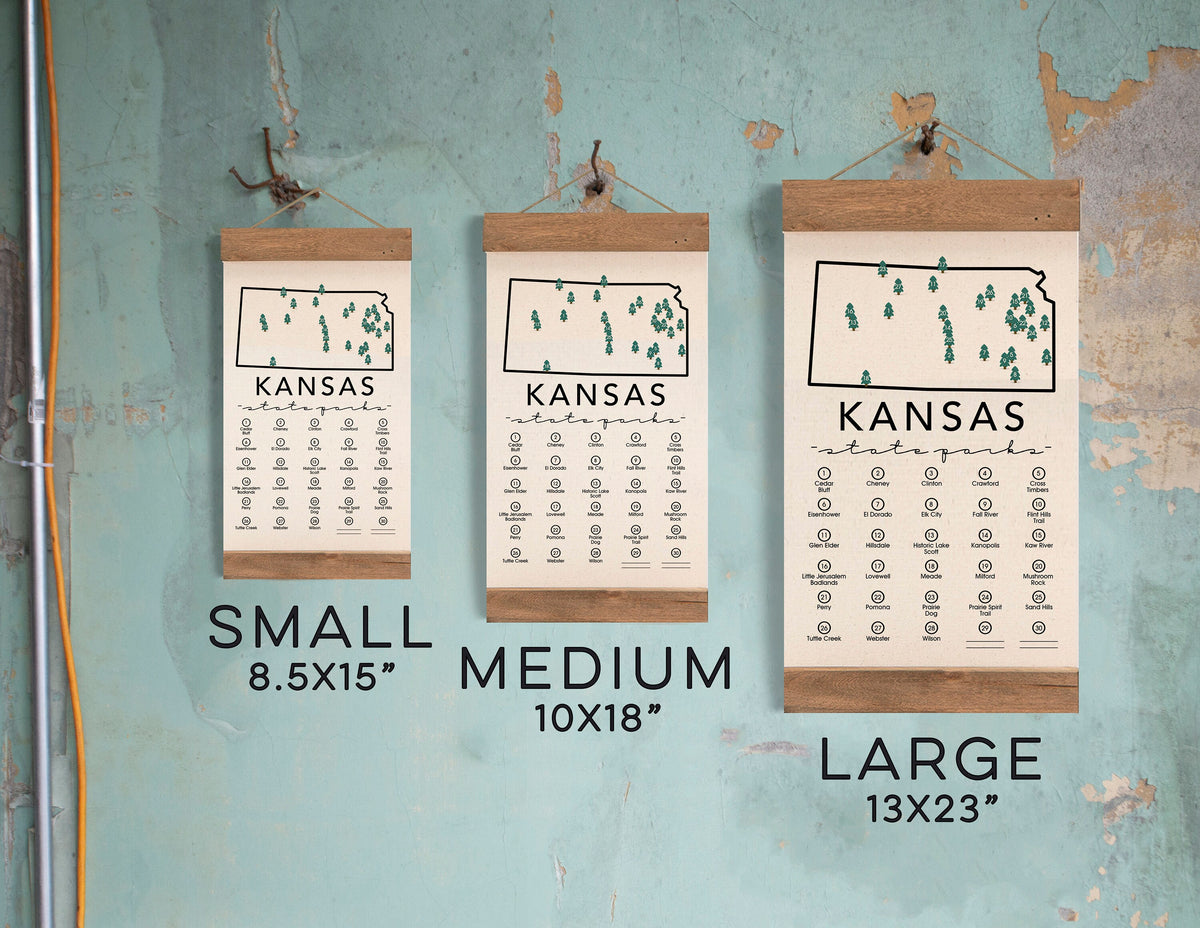 Kansas State Park Adventure Checklist - Hanging Canvas Map