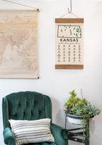 Kansas State Park Adventure Checklist - Hanging Canvas Map
