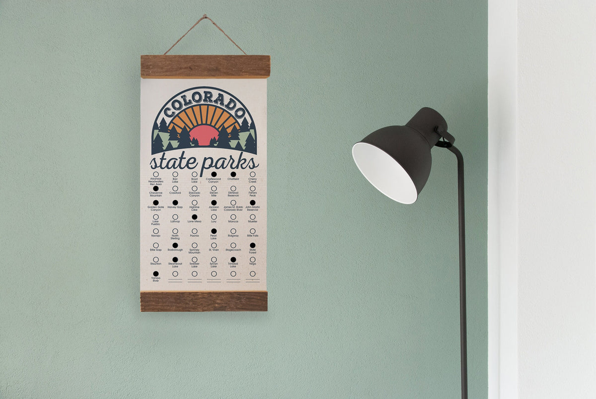 Colorado State Park Adventure Checklist - Hanging Canvas Print