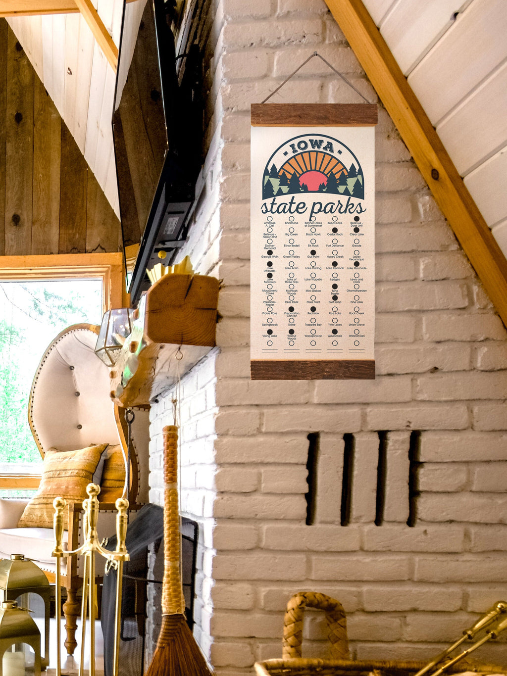 Iowa State Park Adventure Checklist - Hanging Canvas Map