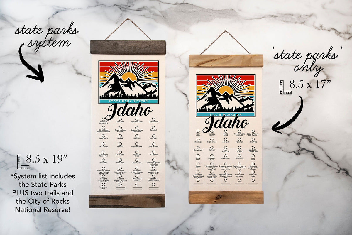ID State Park Adventure Checklist WITH Pen // Idaho State Park // Travel Idaho Gift // Idaho Checklist Map // Hiker Gift