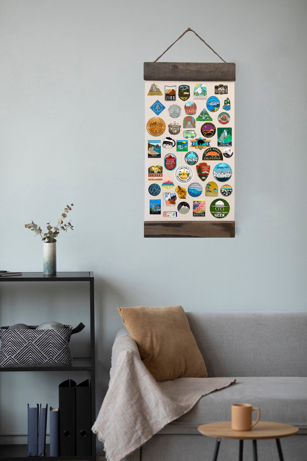 BLANK Canvas Pin or Patch Display Sign, Reclaimed Wood Hanging Display Holder