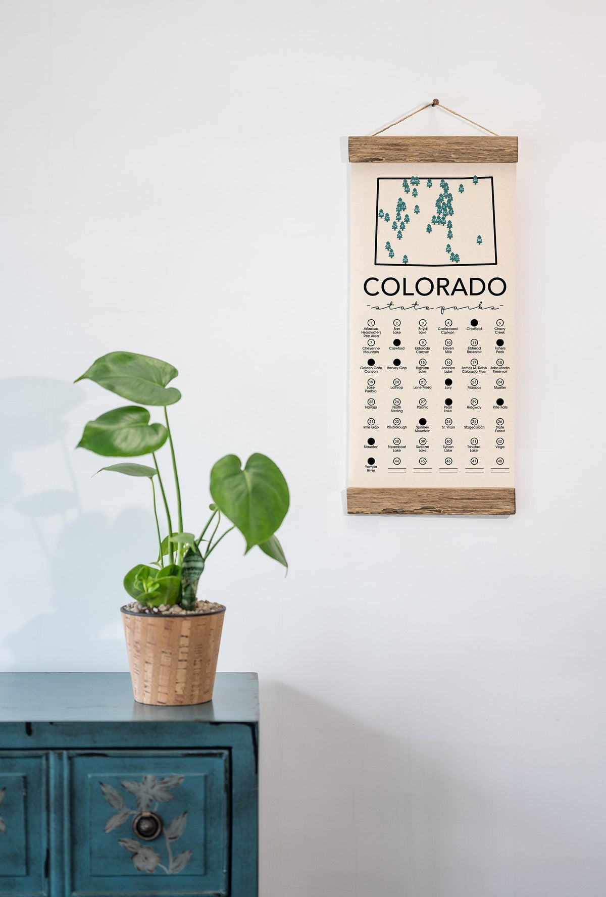 Colorado State Park Adventure Checklist - Hanging Canvas Print