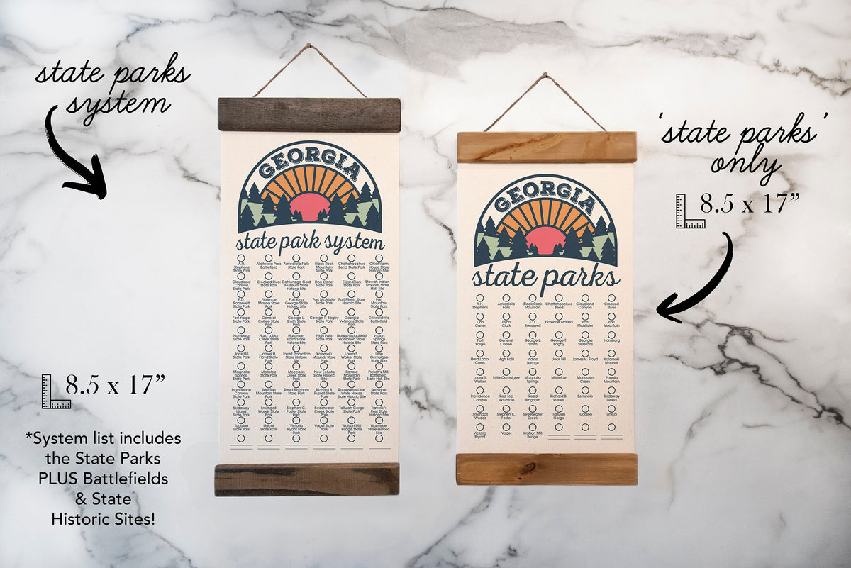 Georgia State Park Adventure Checklist - Hanging Canvas Map