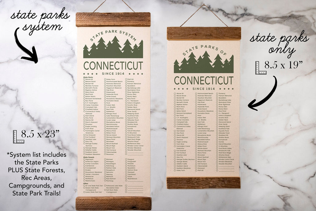 Connecticut State Park Checklists - Hanging Canvas Print