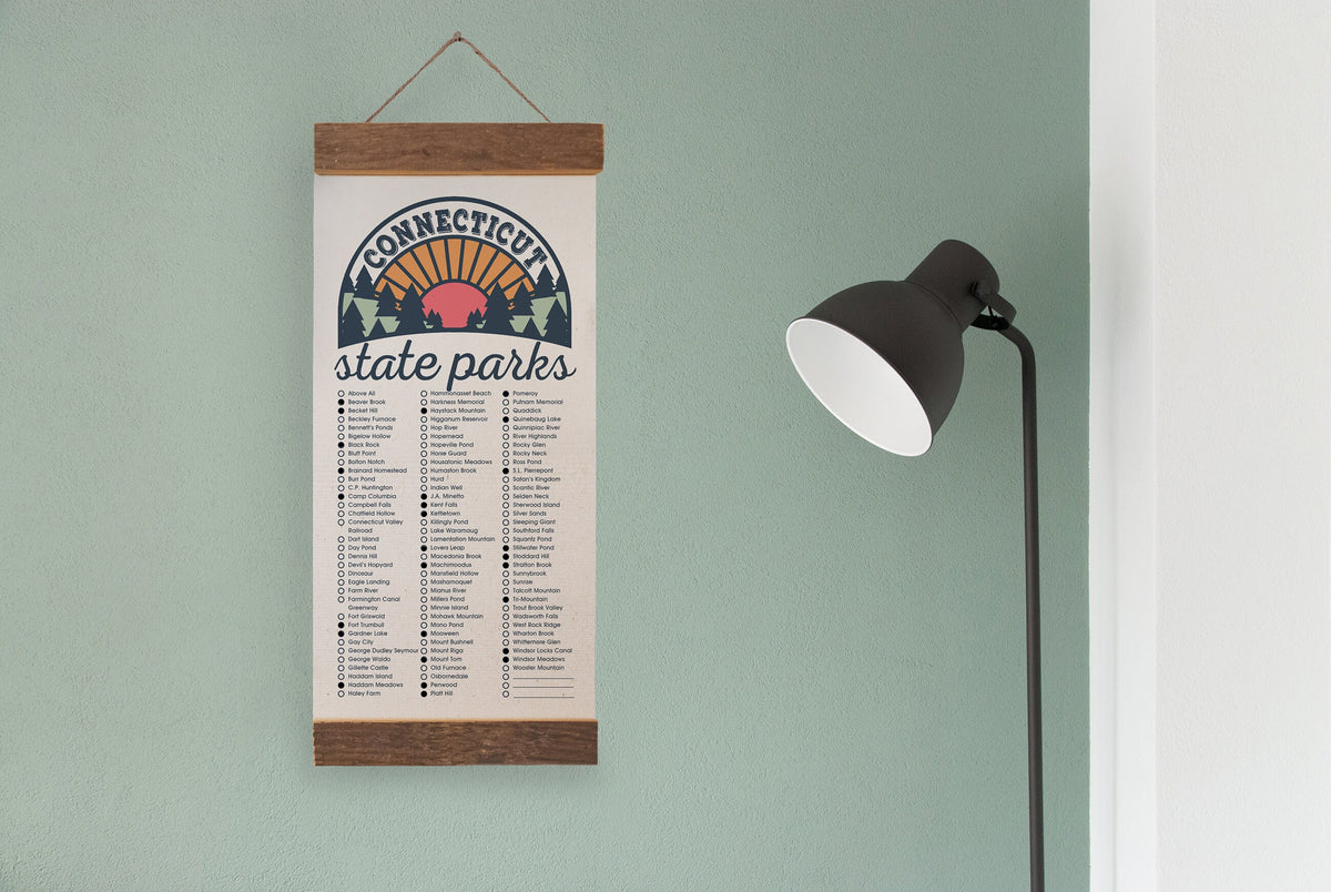 Connecticut State Park Checklists - Hanging Canvas Print