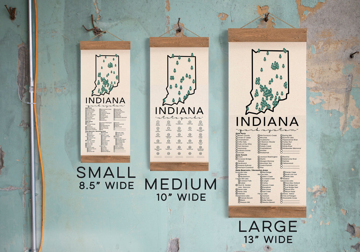 Indiana State Park Adventure Checklist - Hanging Canvas Map