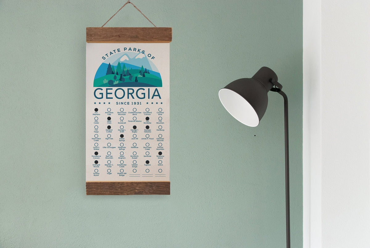 Georgia State Park Adventure Checklist - Hanging Canvas Map