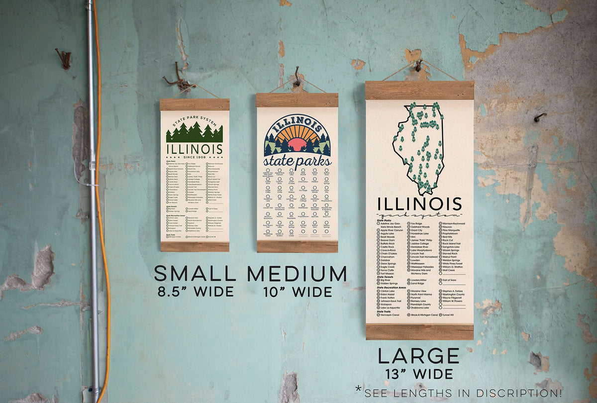 Illinois State Park Adventure Checklist - Hanging Canvas Map