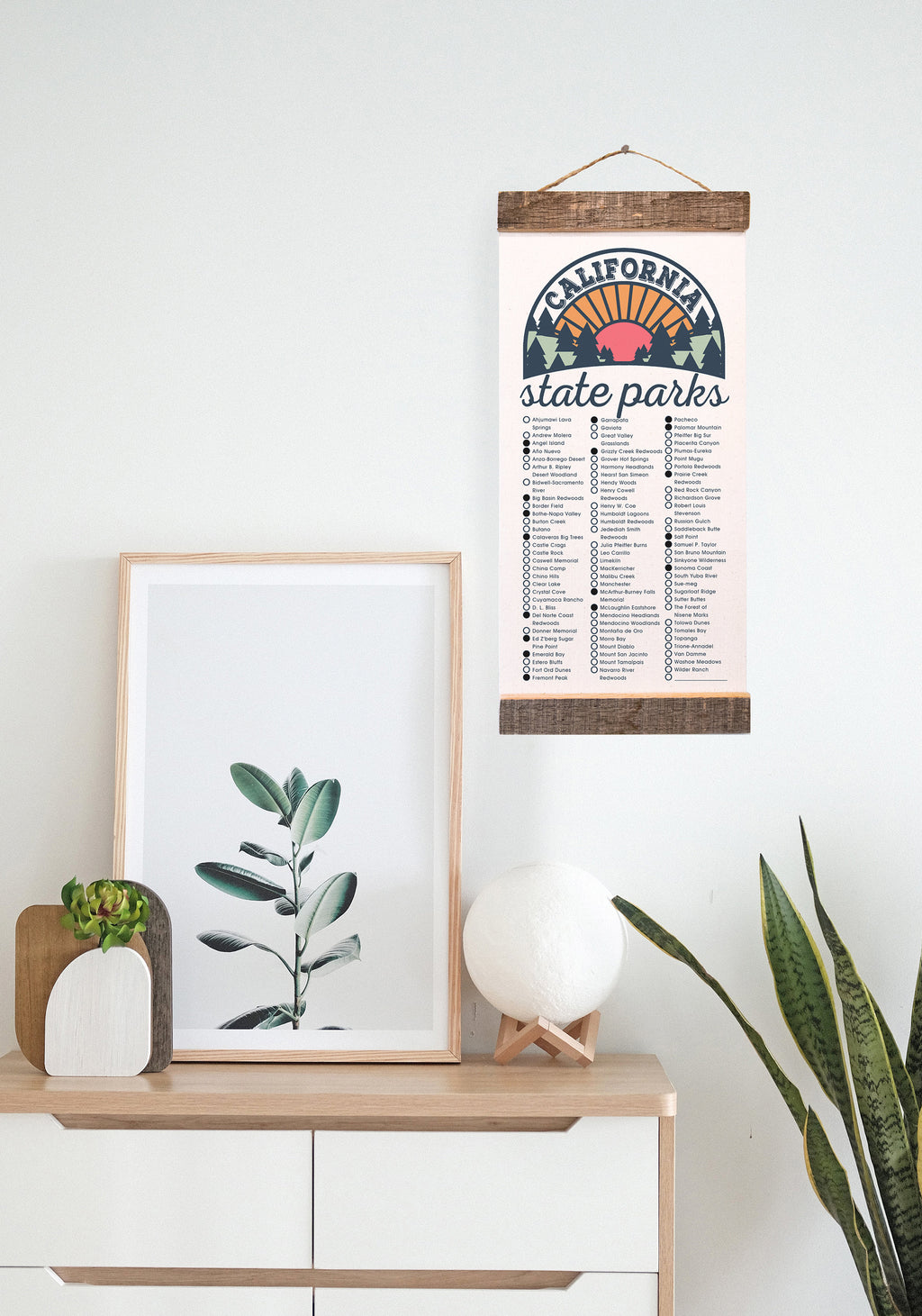 CA State Park Checklists WITH Pen // California State // Canvas Hanging Sign // Handmade Adventure Gift // Experience Explore California