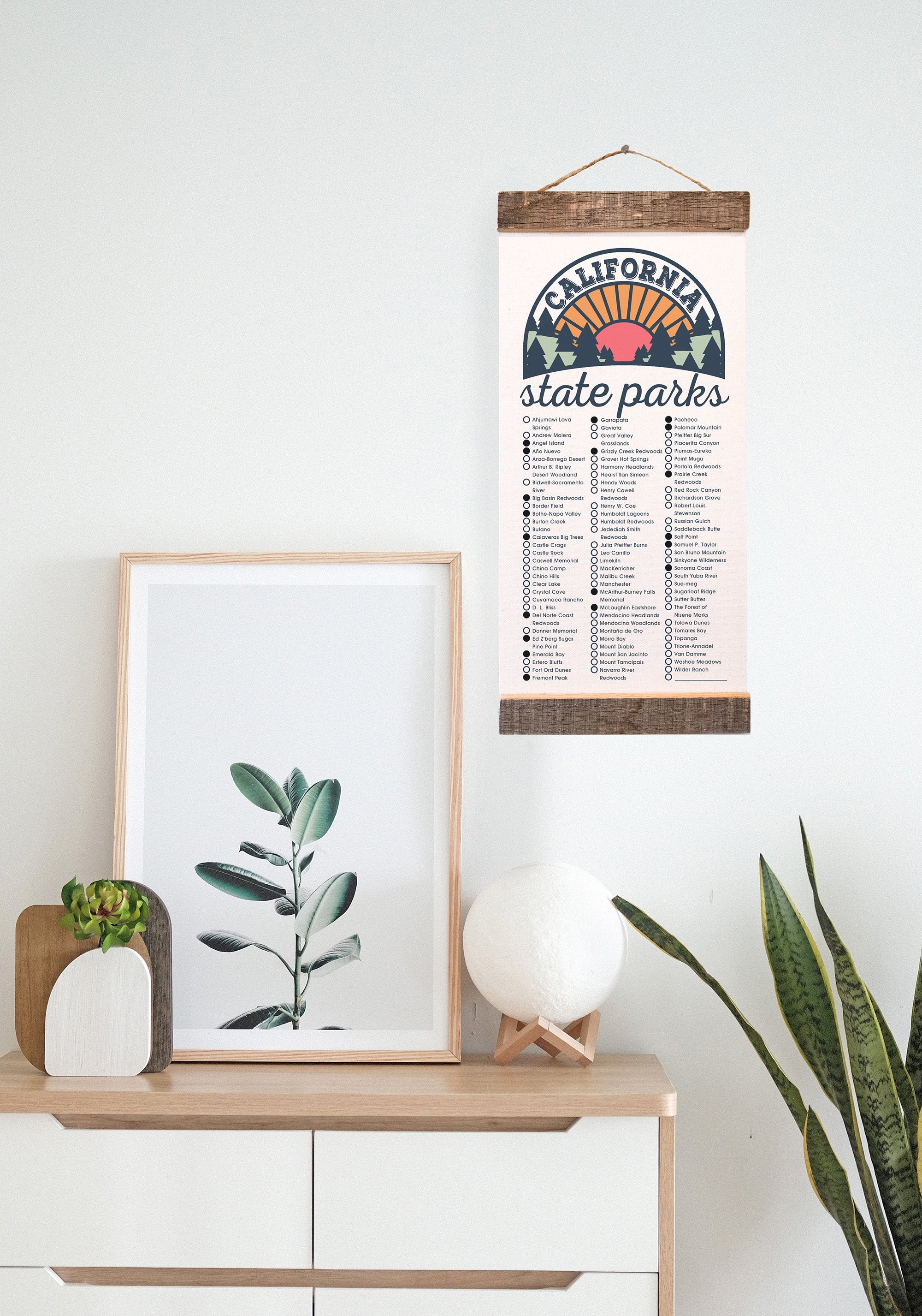 CA State Park Checklists WITH Pen // California State // Canvas Hanging Sign // Handmade Adventure Gift // Experience Explore California