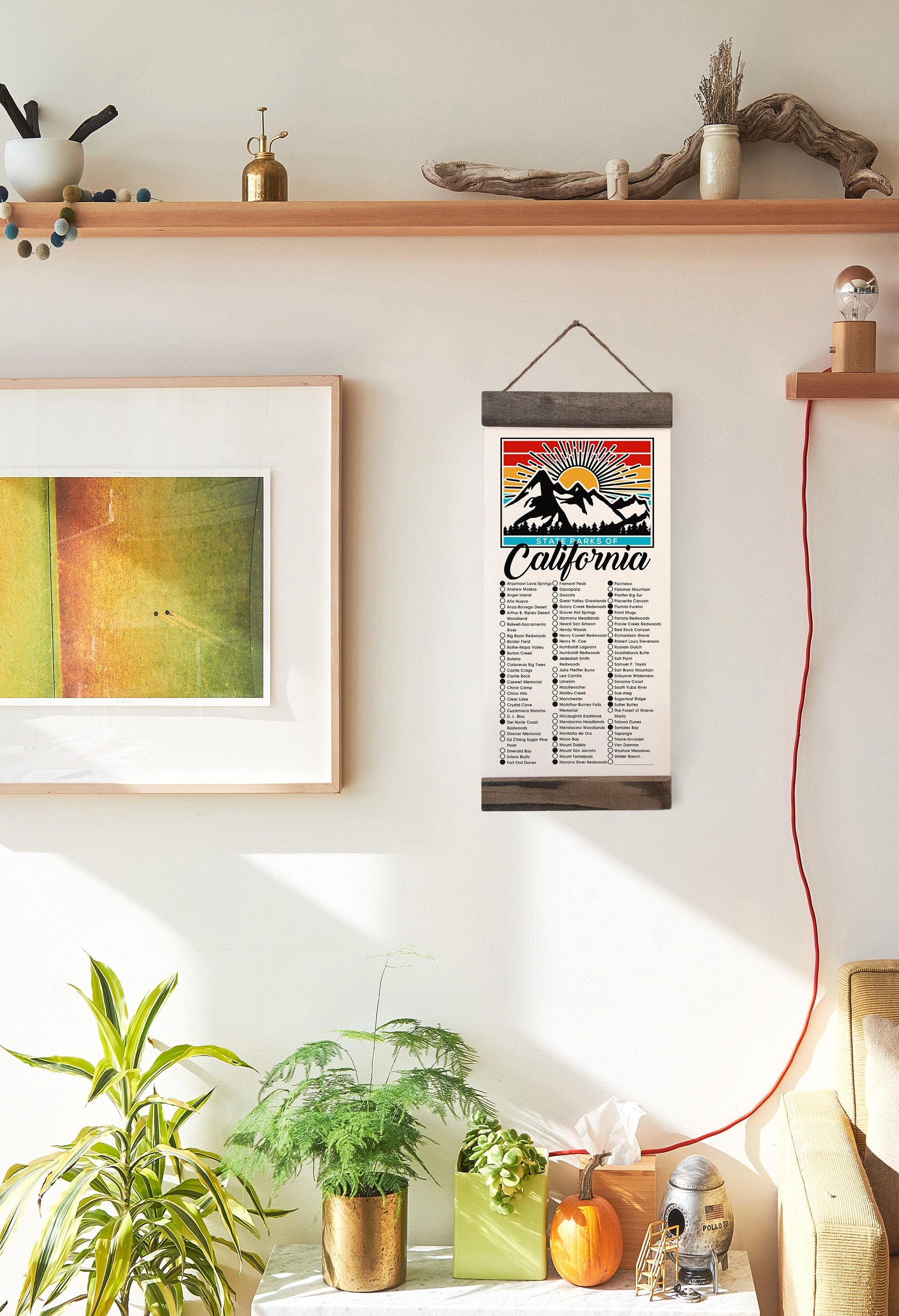 CA State Park Checklists WITH Pen // California State // Canvas Hanging Sign // Handmade Adventure Gift // Experience Explore California